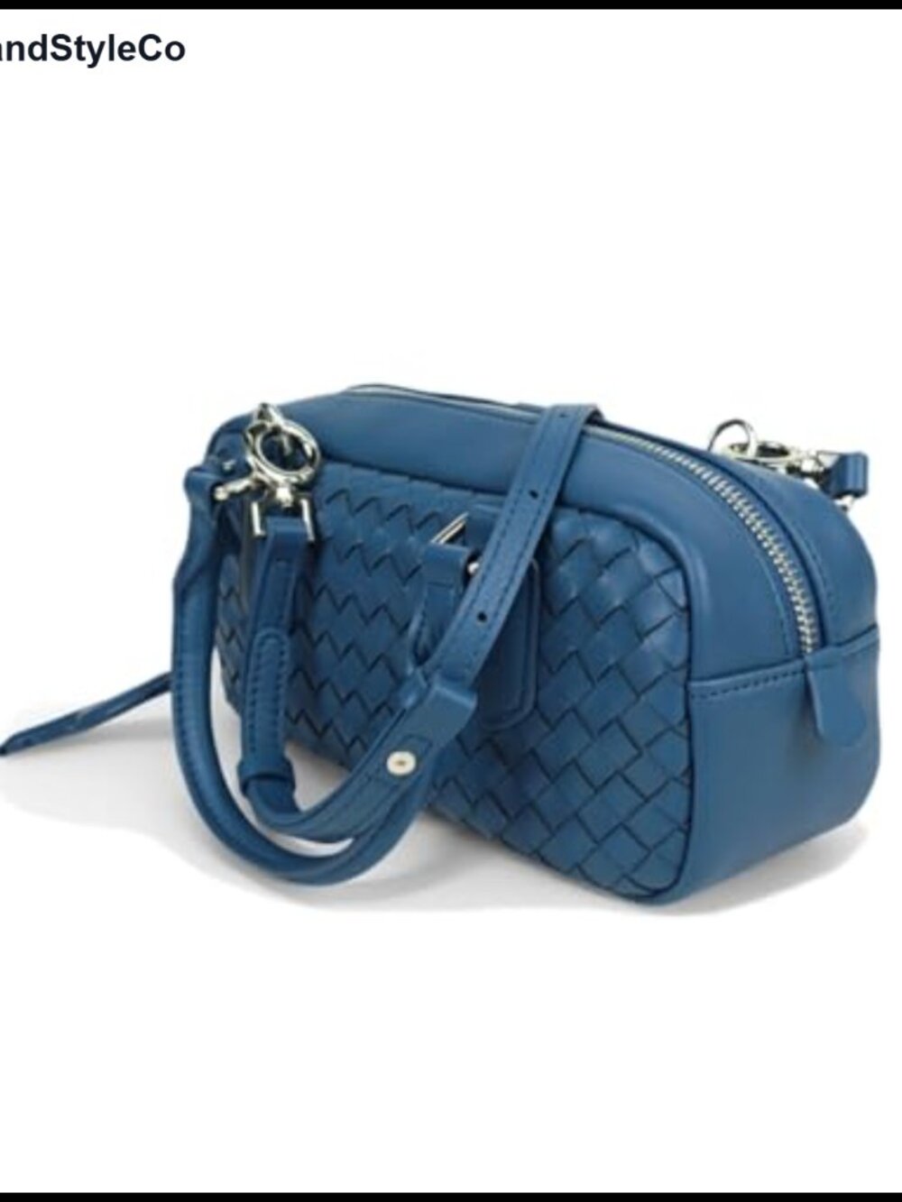 Genuine Leather Woven Crossbody Handbag with Lock Designer Doctor Bag